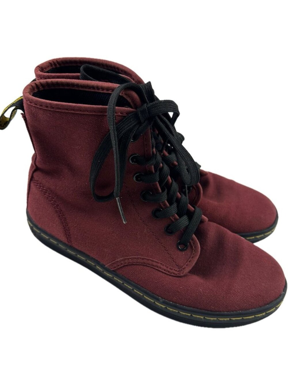 Dr Martens Boots Shoreditch Canvas Air Wair Red Maroon JY004 Women Sz 6 EU37